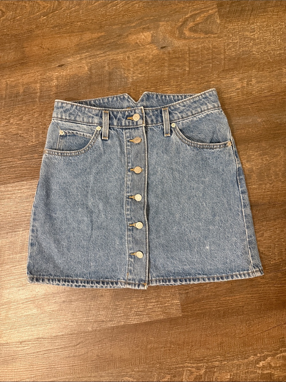 Levi's Light Blue Button-Front Denim Mini Skirt